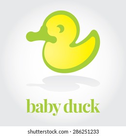  baby duck and shadow, vector logo.