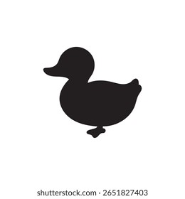 Baby duck toy silhouette vector flat design on white background.