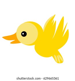 Baby Duck Trying To Fly Vector Illustration