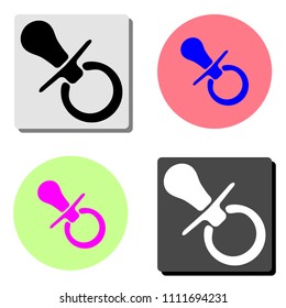 Baby dummy. Child pacifier. simple flat vector icon illustration on four different color backgrounds