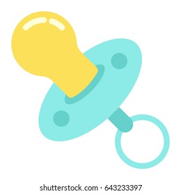 Baby dummy flat icon, baby pacifier and nipple, vector graphics, a colorful solid pattern on a white background, eps 10.