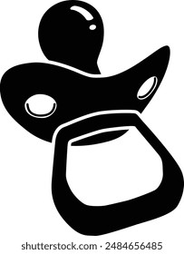 Baby Dummy Schnuller Nippel flach schwarz Vektorgrafik Symbol.
