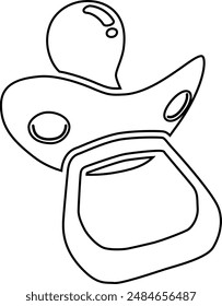 Baby Dummy Schnuller Nippel flach schwarz Vektorgrafik Symbol.