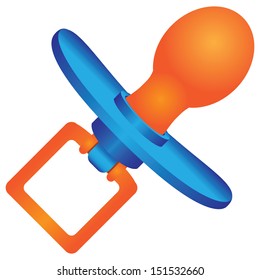 Baby dummy with a ring. Vector illustration.