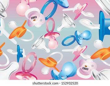 Baby Dummy. Seamless vector background
