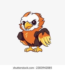 Baby Eagle Cartoon Vector Illustration, A Flat Design for Fast Flying Predators