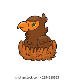 baby eagle in its nest cartoon vector art