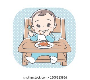 Baby Eating Foods Vector Illustration Stock Vector (Royalty Free ...