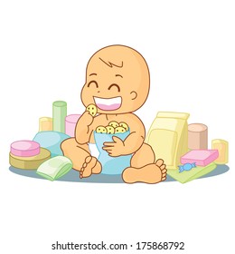 baby eating snack