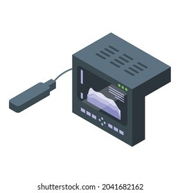 Icono ecocardiograma del bebé vector isométrico. Ultrasonido preñado. Examen de embarazo