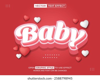 baby editable text, font effect, 3d text for title