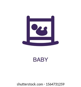Baby element in flat simple style on white background. Baby icon, with text name concept template