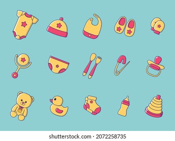 Baby elements collection vector doodle