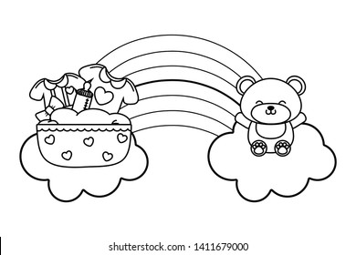 baby elements icons in black and white