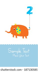 baby elephant 2 years old birthday announcement card