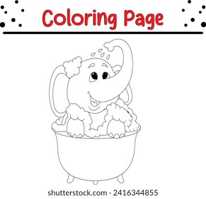 baby elephant bathing bathtub coloring page