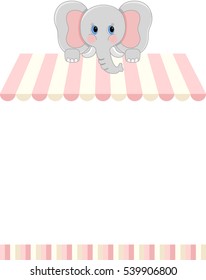 Baby elephant with blank candy shop
