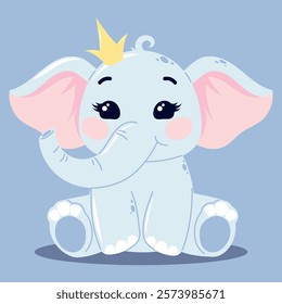 The baby elephant character with a crown in pastel colors