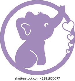 Baby Elephant Circle Hearts vector file