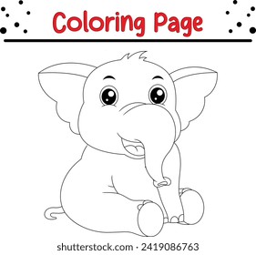 Baby Elephant coloring book for kids. Wild animal coloring pages for children