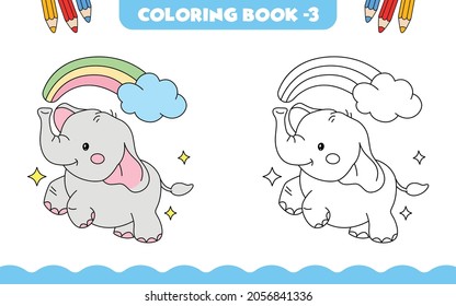 Baby elephant coloring page for kids