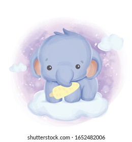 baby elephant with corn