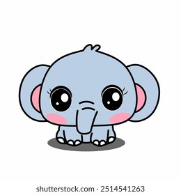 Baby elephant cute character kawaii style.