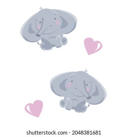 baby elephant in a cute style, Can be used for baby t-shirt print, fashion print design, kids wear, baby shower celebration greeting and invitation card,cartoon for baby pajamas,t-shirts, postcards.
