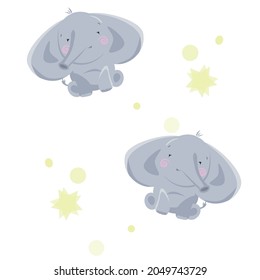 baby elephant in a cute style, Can be used for baby t-shirt print, fashion print design, kids wear, baby shower celebration greeting and invitation card,cartoon for baby pajamas,t-shirts, postcards.