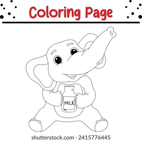  baby elephant drinking milk coloring page