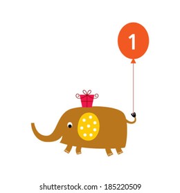 baby elephant first birthday greeting card