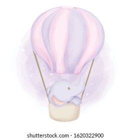 baby elephant with flying balloon