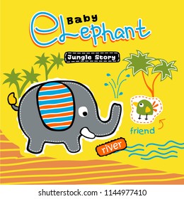 baby elephant funny animal cartoon,vector illustration