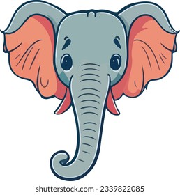 Baby Elephant head with truck illustration, Vector Isolated on transparent background, for cover book, print, tattoo, nursery decorations, birthday invitations, poster, t-shirt print,