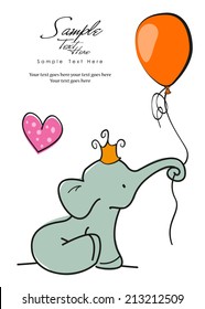 Baby Elephant Holding A Balloon