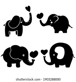 Baby Elephant Icon Vector Set. Circus Illustration Sign Collection. Love Symbol.