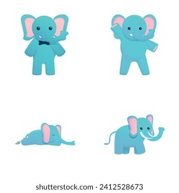 Baby elephant icons set cartoon vector. Cute elephant. Cartoon character