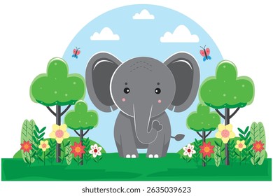 baby elephant, baby elephant illustration, cartoon cute baby elephant.
