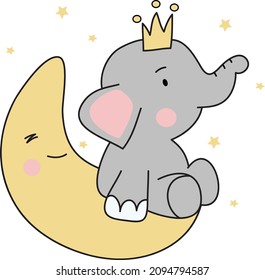 Baby Elephant Illustration, cartoon baby elephant, kids illustration