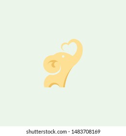 baby elephant with love. elephant logo design vector template