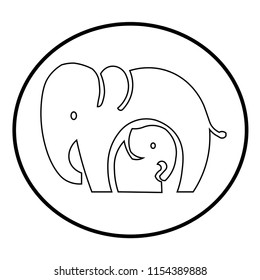 baby elephant and mom vector logo