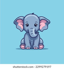 Elefant auf blauem Hintergrund.