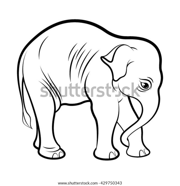 Download Baby Elephant Outline Vector Drawing Stock Vector (Royalty ...