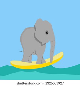 Baby Elephant Sailing On A Small Boat Vector Illustration