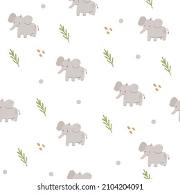 Baby Elephant seamless pattern for kids. Animal pattern background for child.