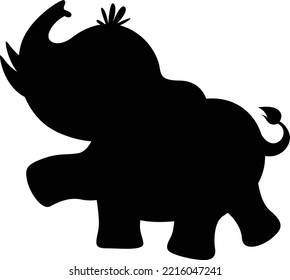 Baby elephant sihouette vector art adn illustration