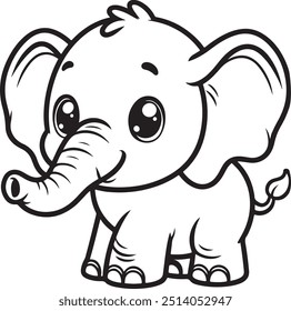 Livro de coloração do design da silhueta do elefante do bebê