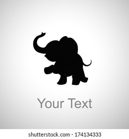 Baby Elephant Silhouette On A White Background