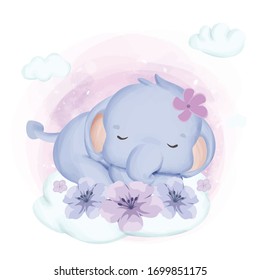 baby elephant sleeping in the sky