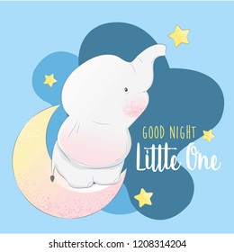 Baby Elephant Standing on the Moon